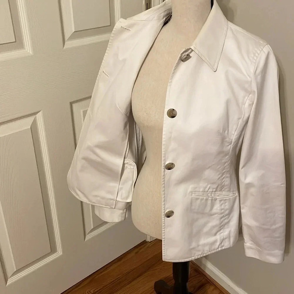 Brooks Brothers Cotton Blazer Jacket Coat Front Pockets Button Front Cream 4 - Picture 3 of 13